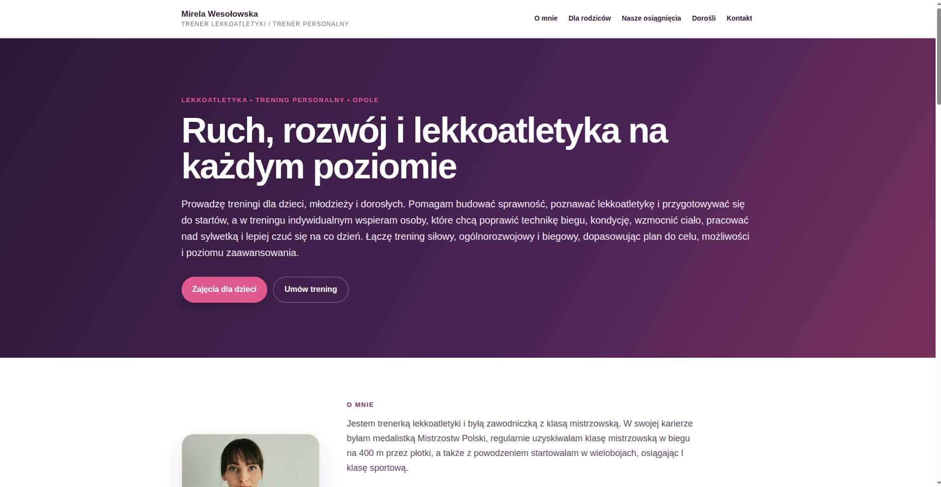 Strona trenerki lekkoatletyki Mireli Wesołowskiej
